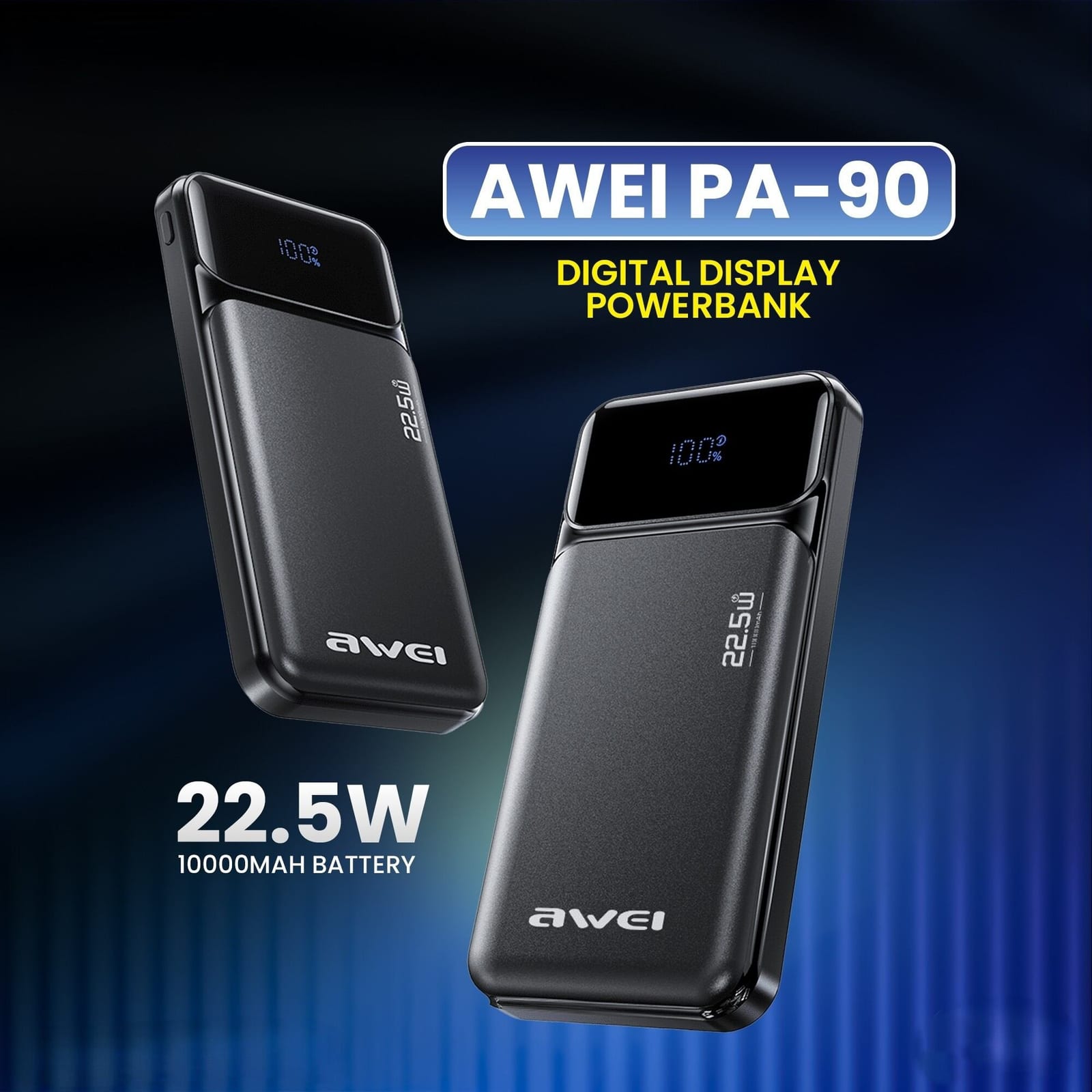 Original- Awei PA-90 22.5W Fast Charging Power Bank – 10000mAh
