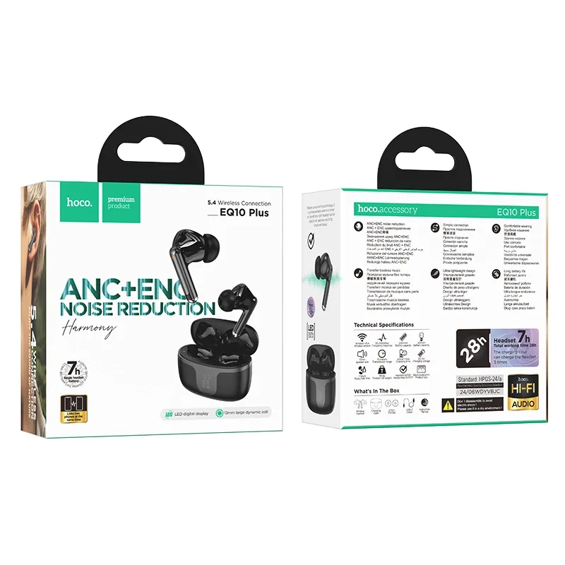 HOCO EQ10 Plus Harmony ANC+ENC Noise Reduction Wireless Earbuds