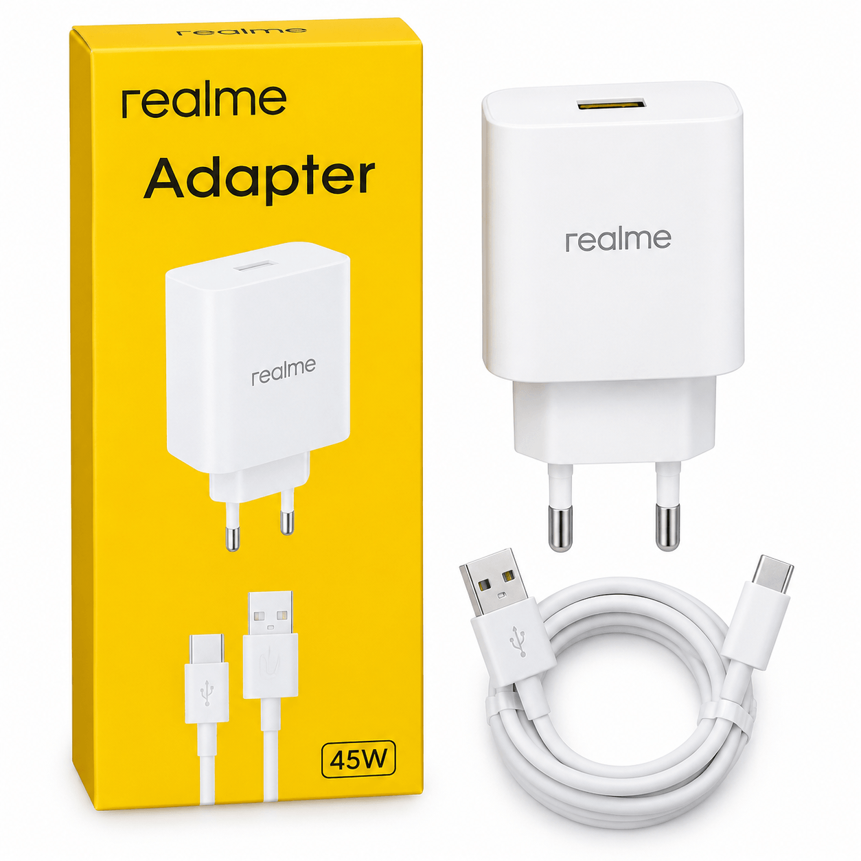 🔌 Realme 45W Adapter with USB-A to USB-C Cable