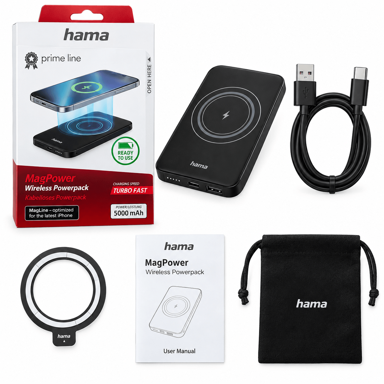 Hama MagPower Wireless Powerpack 5000mAh
