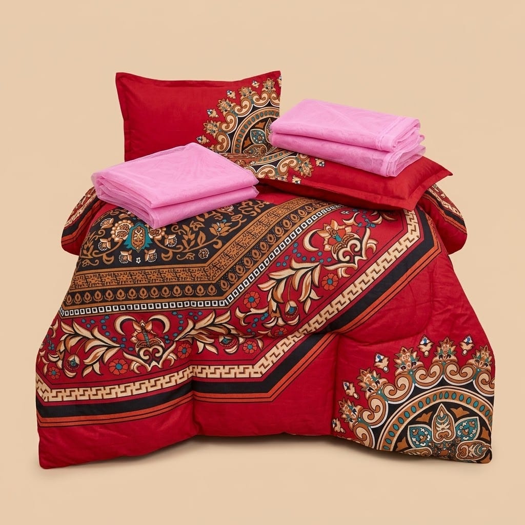 Beby Red Premium Printed Bedding Set